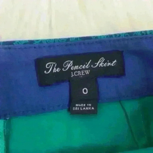 J. Crew Turquoise Kaleidoscope Pencil Skirt Size 0 - Picture 2 of 4